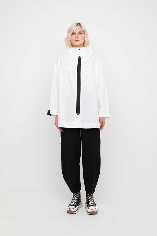 Ozai n Ku White/Black Printed Back Shirt