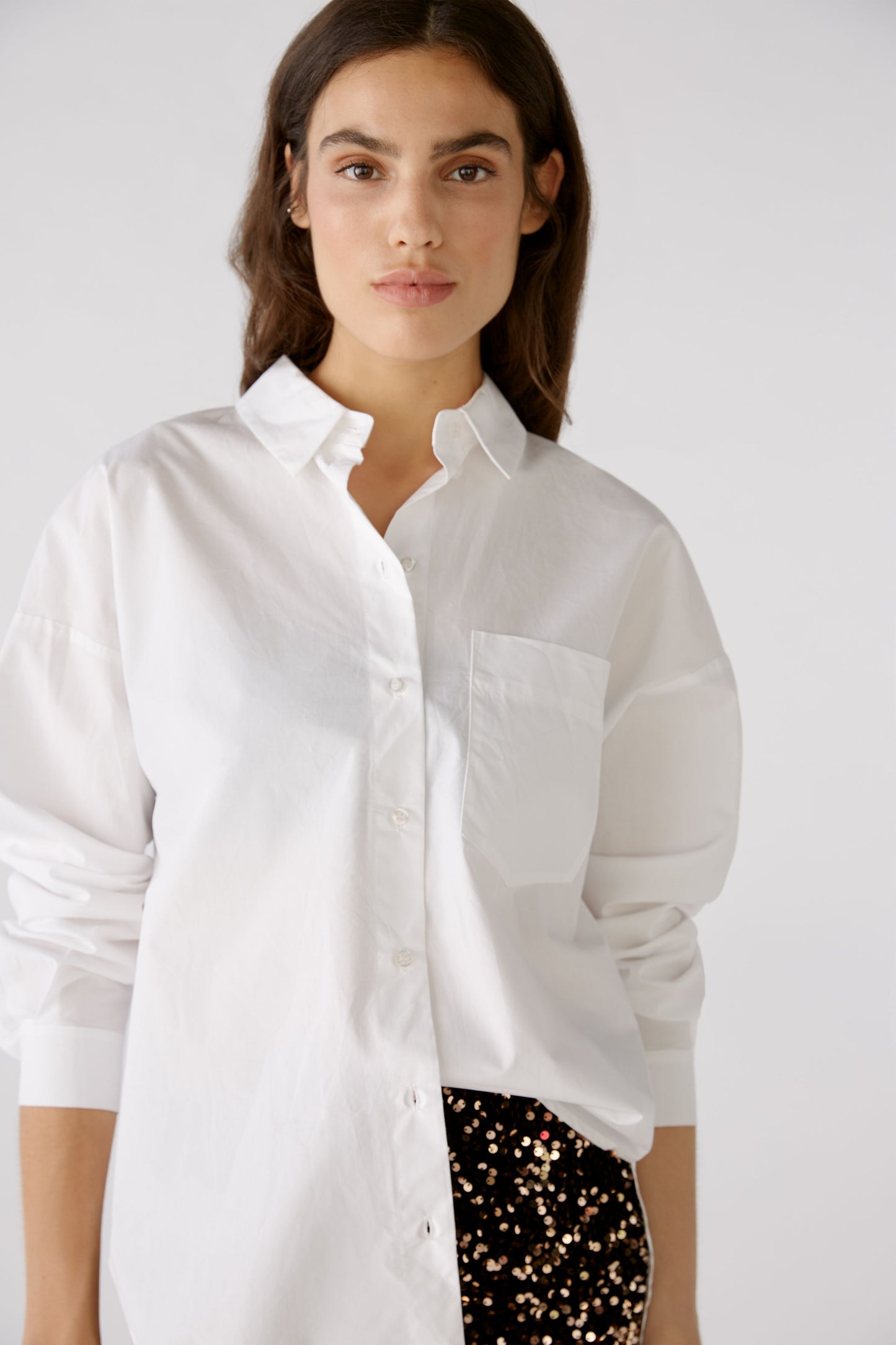 Oui Optic White Cotton Shirt