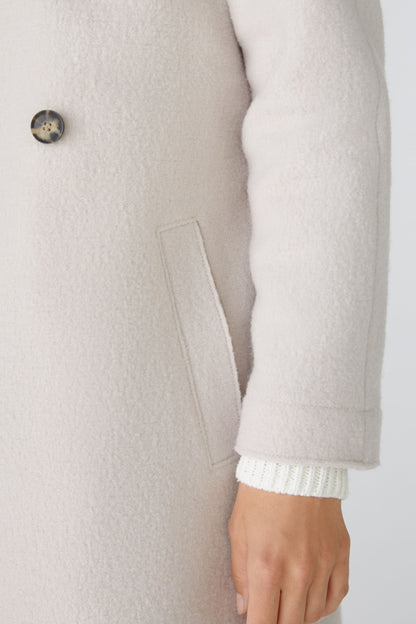 Oui Stone Melange Wool Coat with Belt