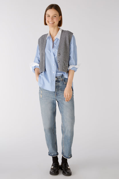 Oui Blue Girlfriend Cropped Jeans