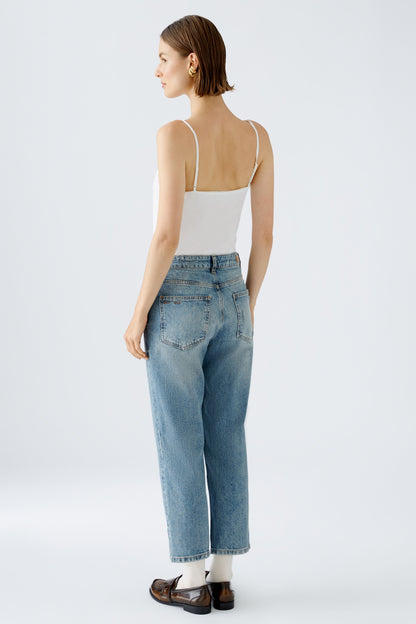 Oui Blue Girlfriend Cropped Jeans