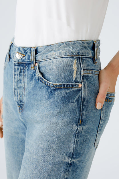 Oui Blue Girlfriend Cropped Jeans