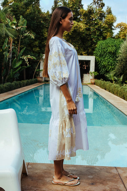 Rose and Rose Amersham White/Gold Dress