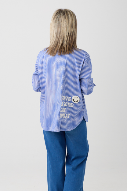 TSP Blue/White Stripe Smiley Face Shirt