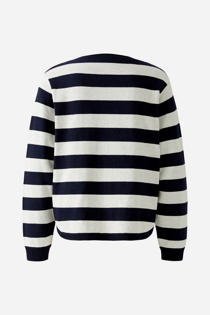 Oui Dark Blue/White Flower/Stripe Jumper