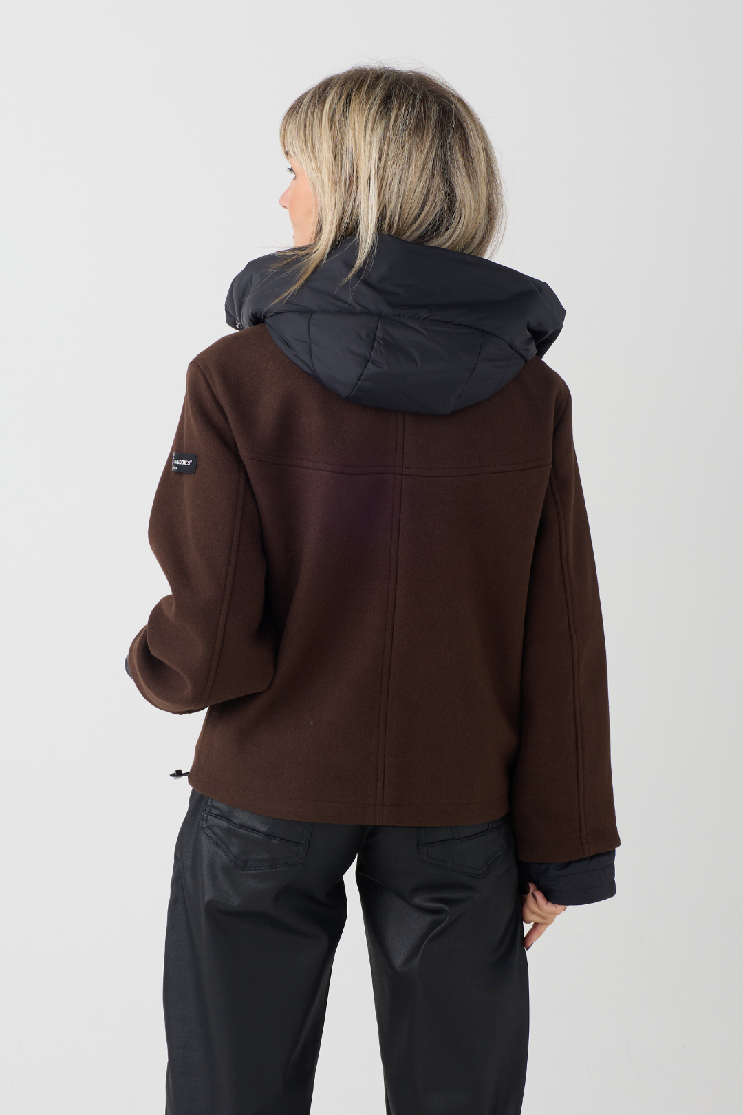 FF Brown/Black Hooded Wool Jacket