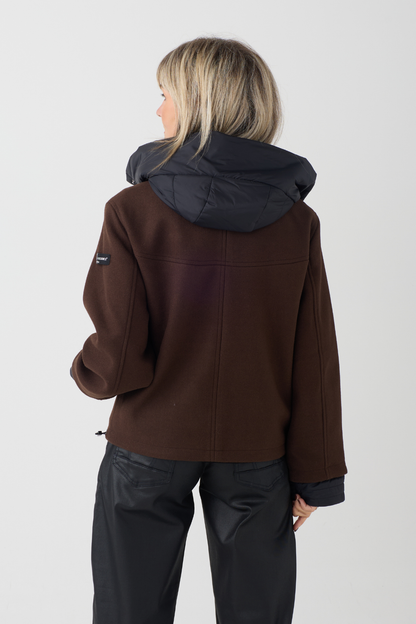 FF Brown/Black Hooded Wool Jacket