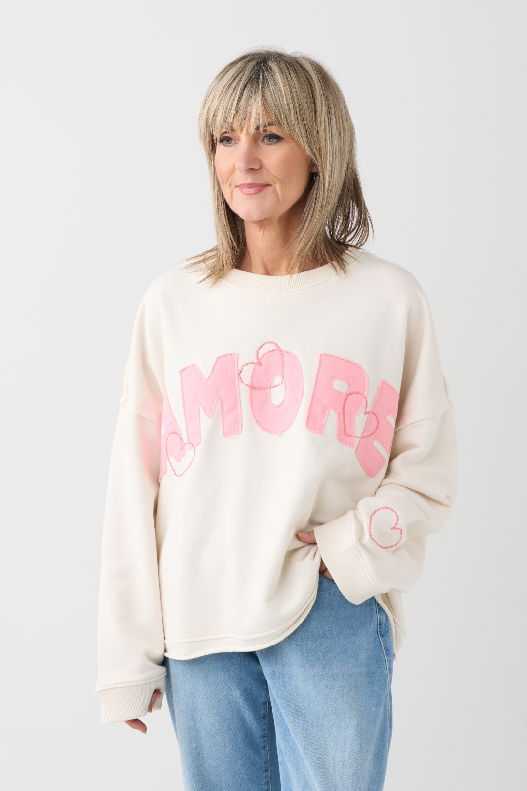 TSP Ecru/Pink Amore Sweatshirt