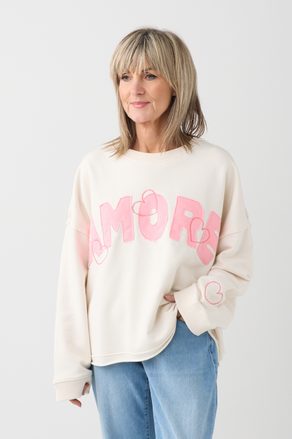 TSP Ecru/Pink Amore Sweatshirt