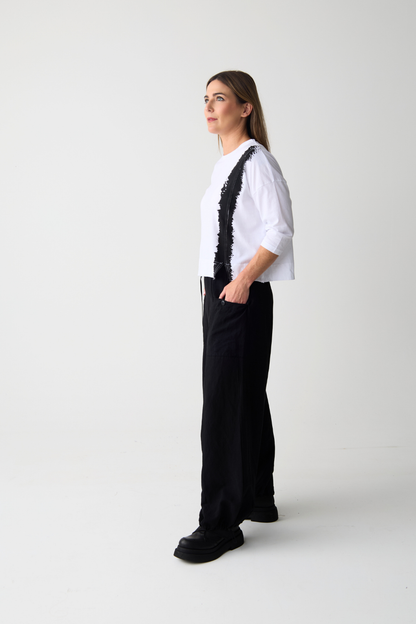 Lurdes Bergada White/Black Crop T-Shirt