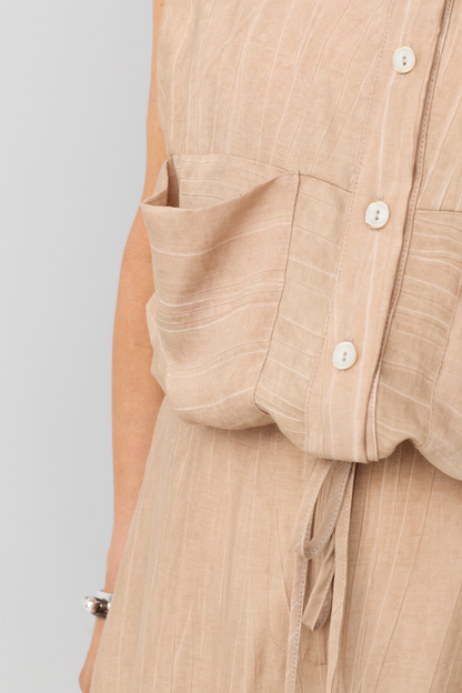 Ozai n Ku Caramel Crinkle Waistcoat