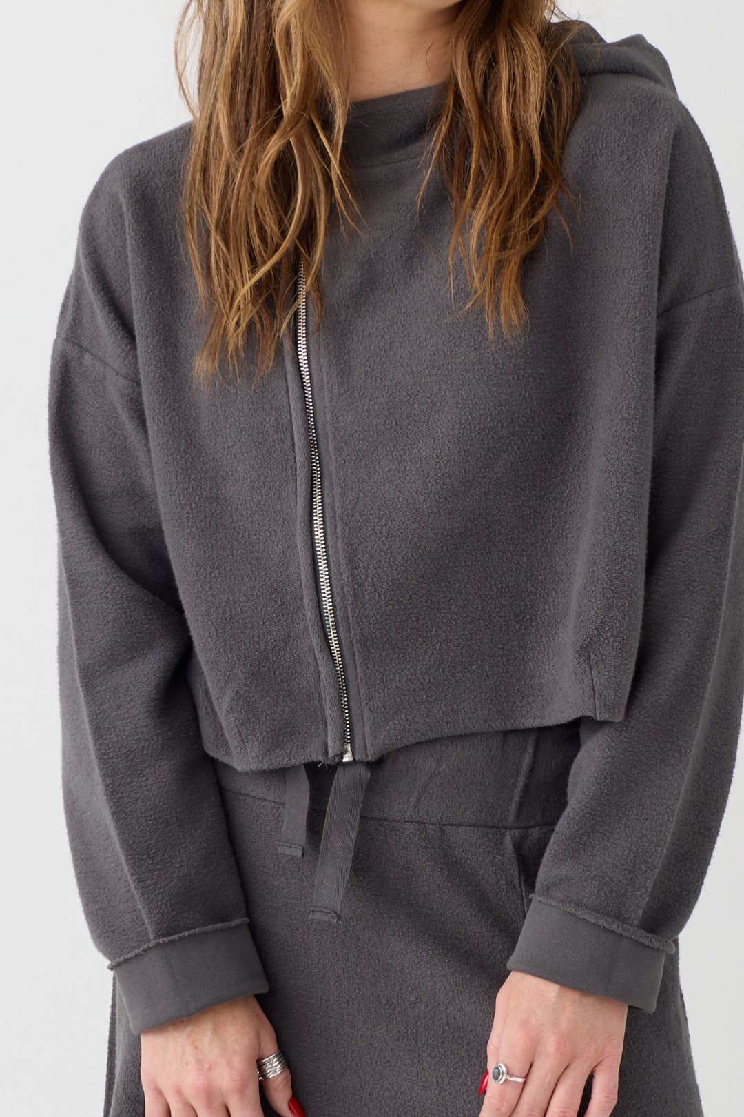 Lurdes Bergada Grey Hooded Cardigan