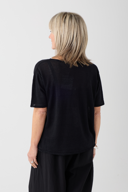 el2 Black Knit T-Shirt 1077