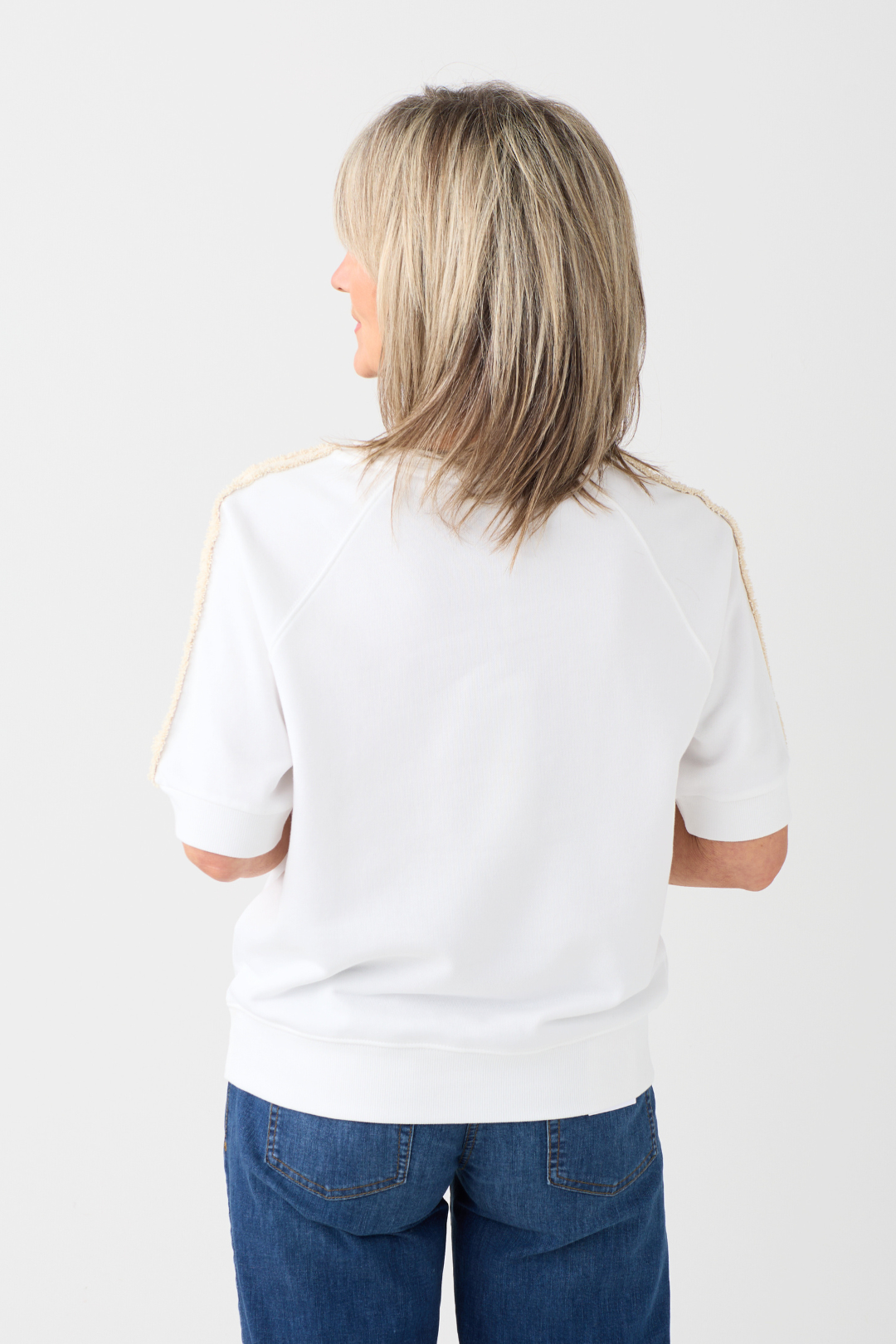 Margittes White/Sand 1/2 Sleeve Sweatshirt