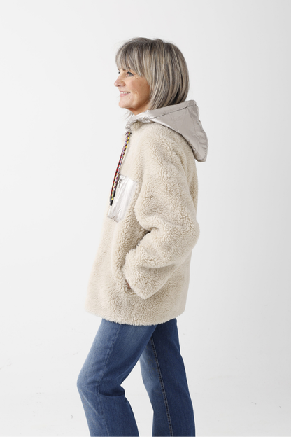 Keyla Beige Oversized Boucle Jacket