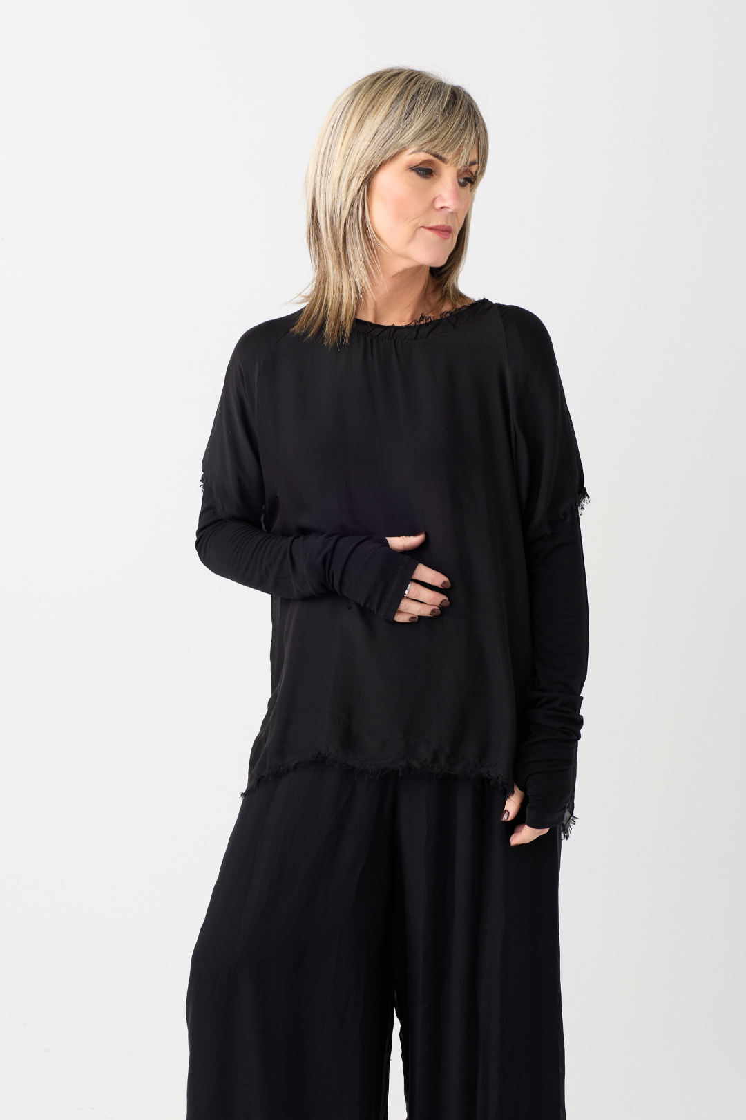 Sanctamuerte Black Double Layer LS Top