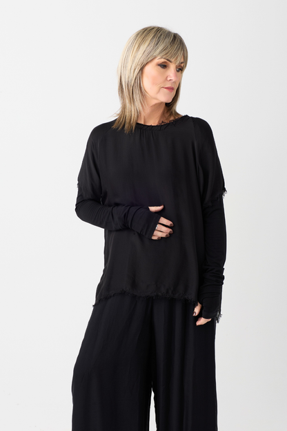 Sanctamuerte Black Double Layer LS Top