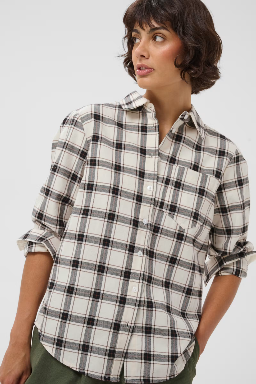 Part Two Yana Dark Navy Mole Check Shirt
