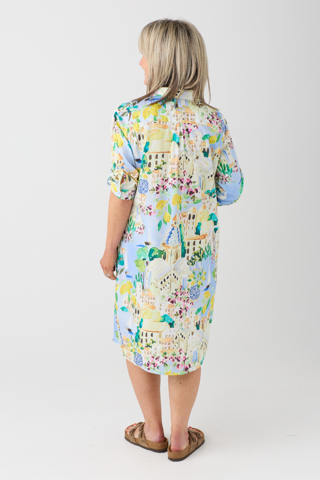 Milano Light Blue Print Shirt Dress