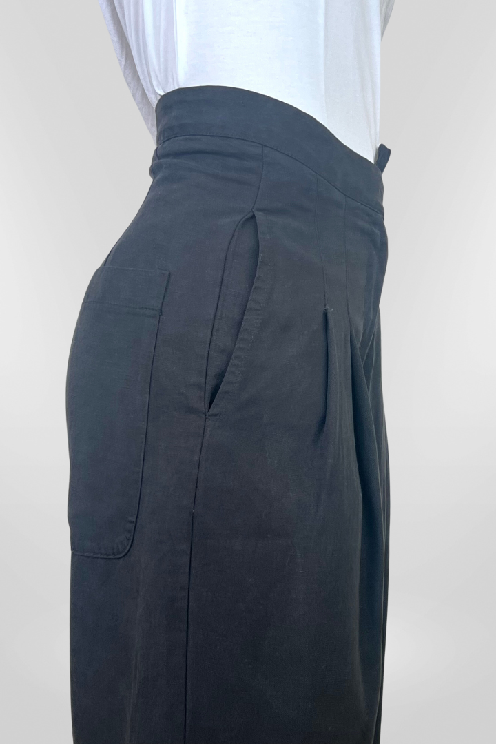 Lurdes Bergada Black Pleat Front Trousers