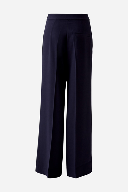 Oui Dark Blue Wide Flared Trousers