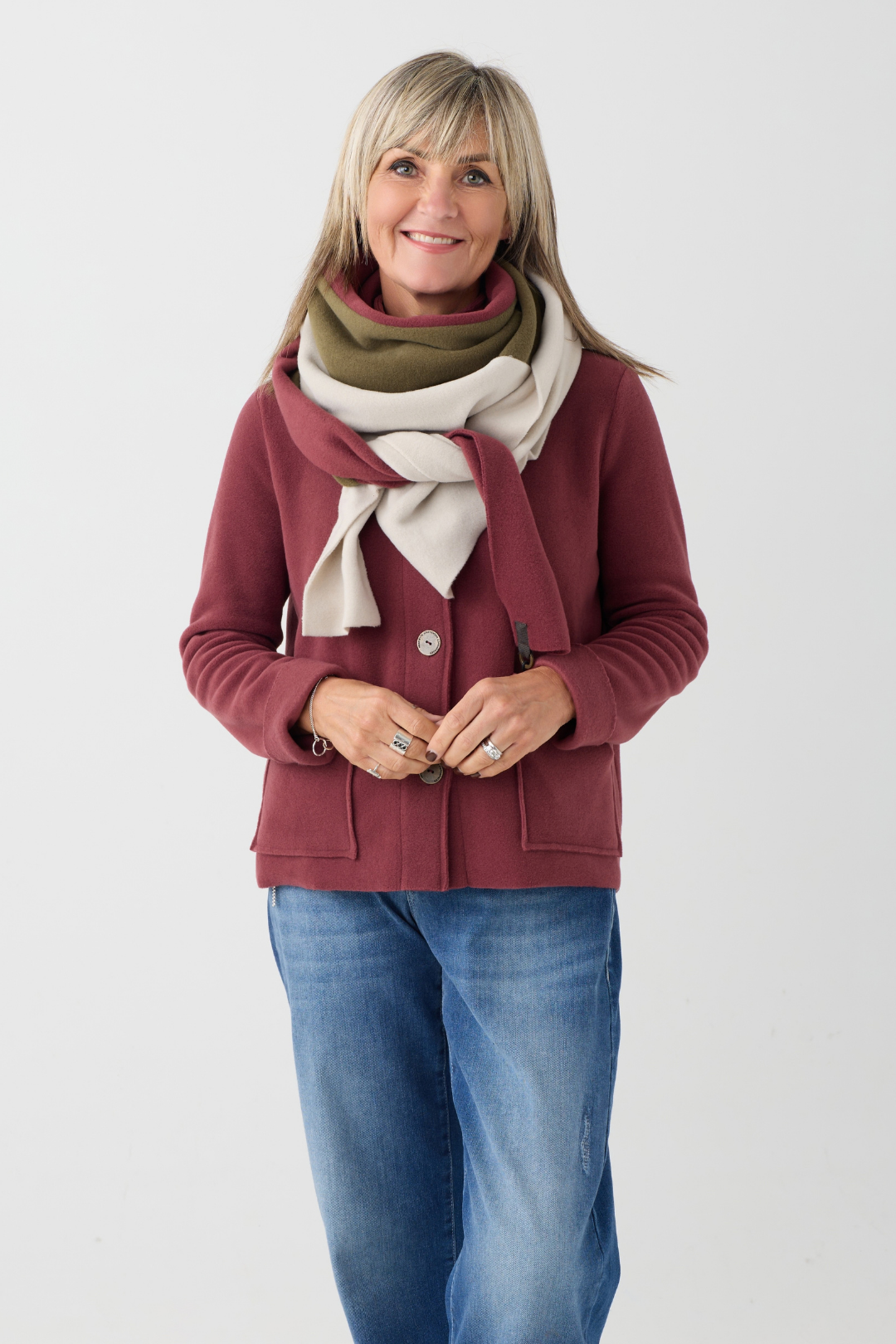 HS Bordeaux/Kit/Moss Triangle Scarf 4078