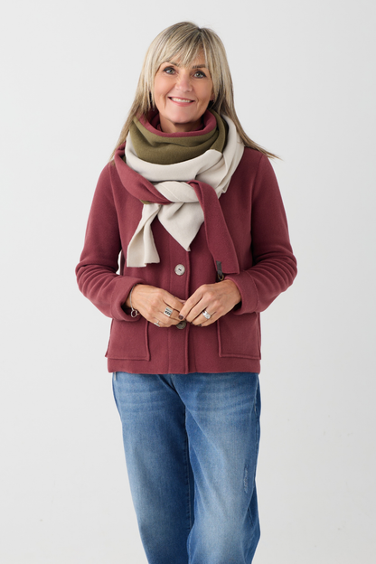HS Bordeaux/Kit/Moss Triangle Scarf 4078