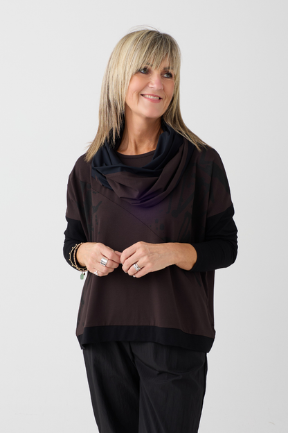 Naya Choko/Black Two Tone Looped Scarf
