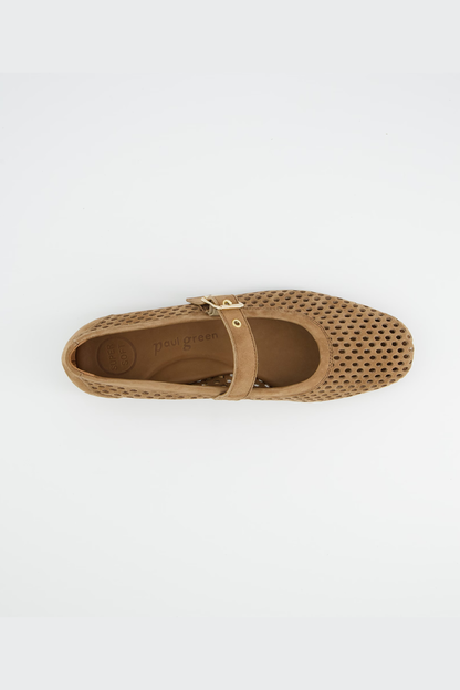 Paul Green Brown/Gold Samtziege Ballerina Shoe