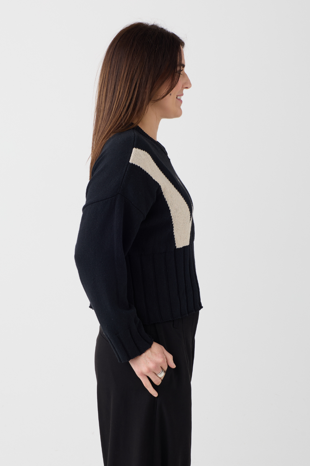 Lurdes Bergada Black Zig Zag Jumper 802