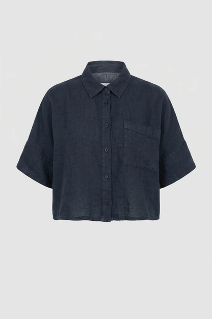Humility LIVIA Navy Linen Shirt