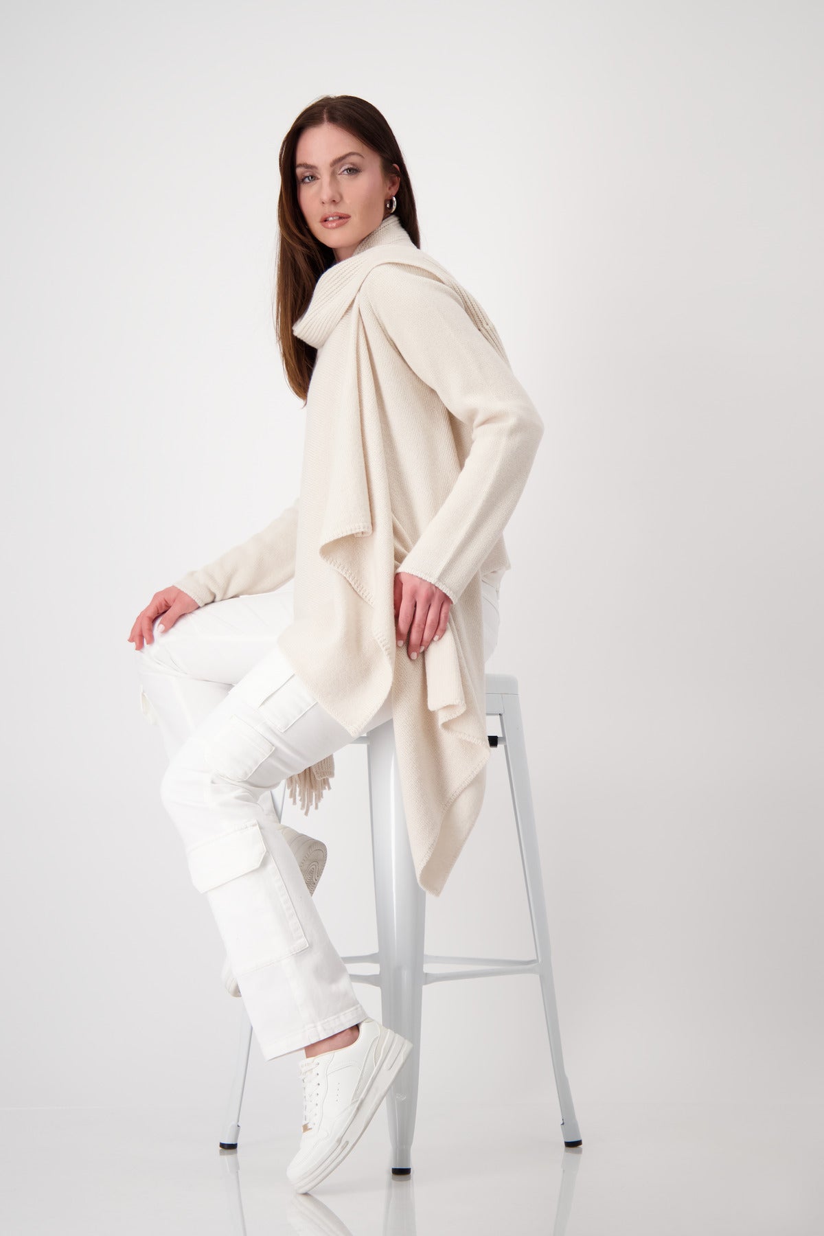 Monari Sandshell Cardigan with Scarf Collar