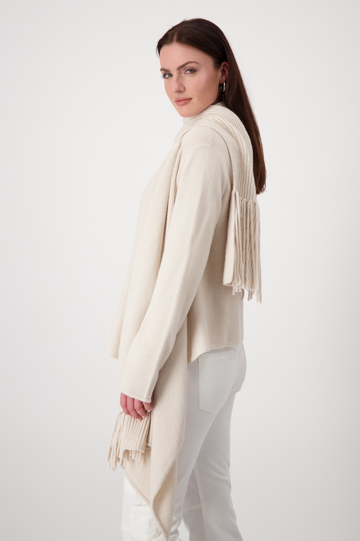 Monari Sandshell Cardigan with Scarf Collar