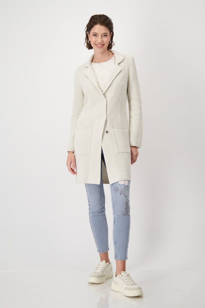 Monari Sandshell Long Cardigan with Lapel Collar