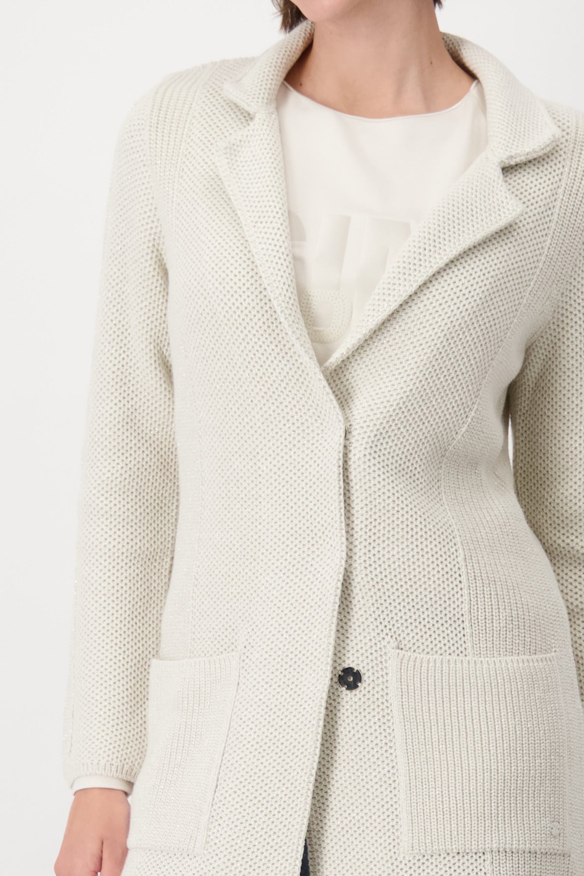 Monari Sandshell Long Cardigan with Lapel Collar