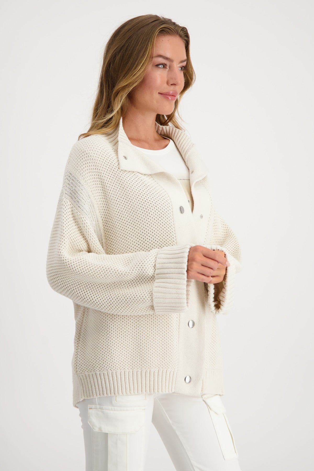 Monari Sandshell Honeycomb Knit Cardigan