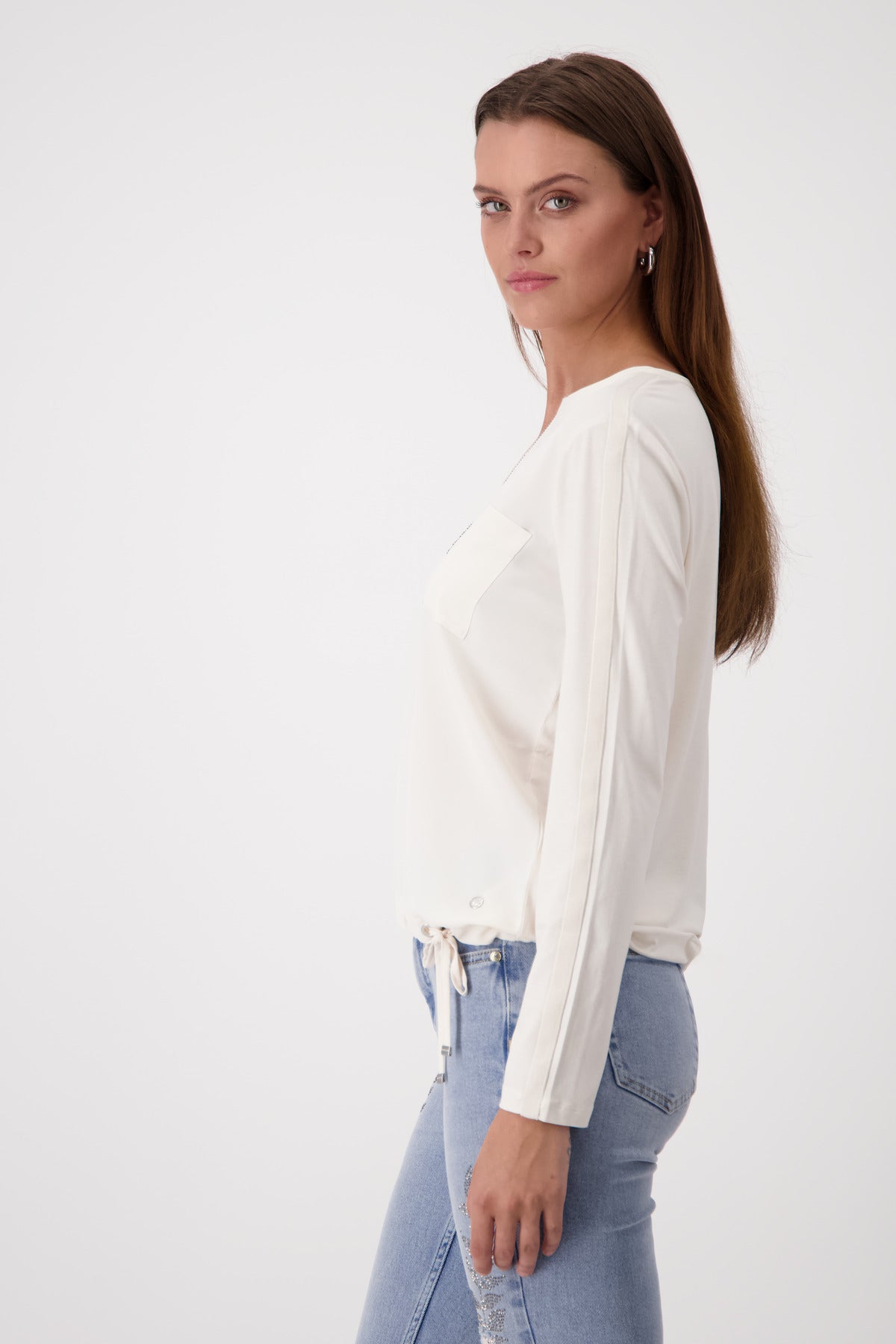 Monari Sandshell Blouse with Rhinestone Trim