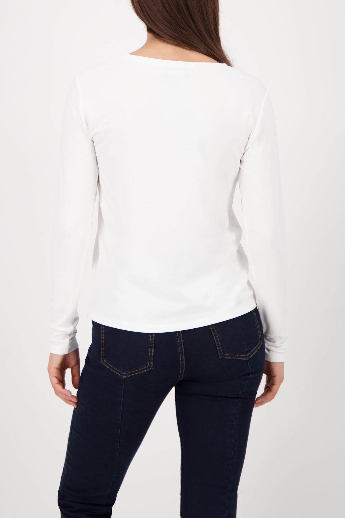 Monari Off-White Print/Rhinestone LS Top