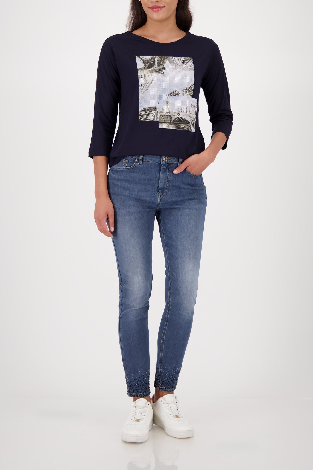Monari Night Sky Rhinestone/Print Top