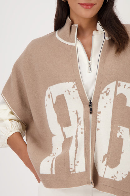 Monari Cashmere Pattern Sleeveless Cardigan