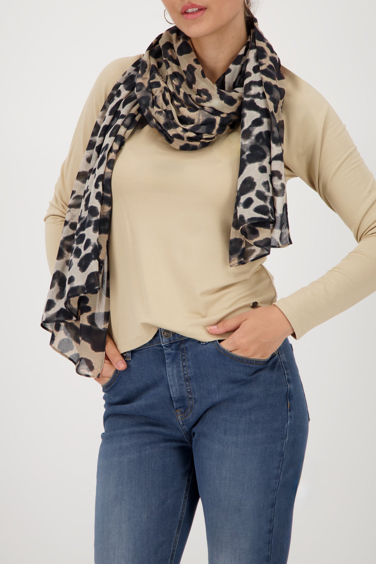 Monari Cinnamon Leopard Print Scarf