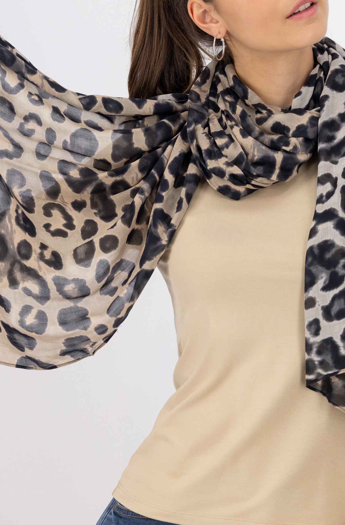 Monari Cinnamon Leopard Print Scarf