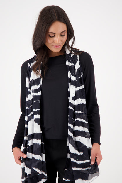 Monari Black Zebra Rhinestone Scarf