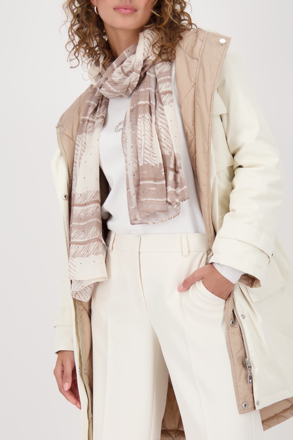 Monari Truffle Pattern Rhinestone Scarf
