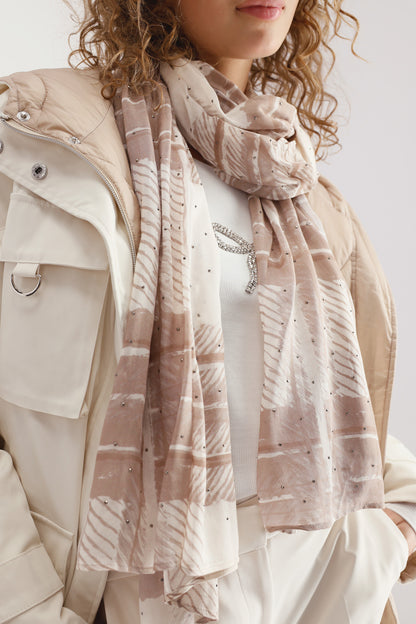 Monari Truffle Pattern Rhinestone Scarf