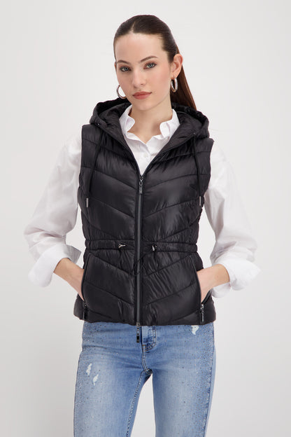 Monari Black Padded Gilet w/Hood