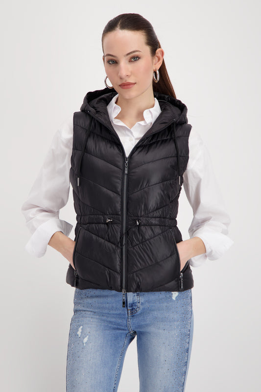 Monari Black Padded Gilet w/Hood