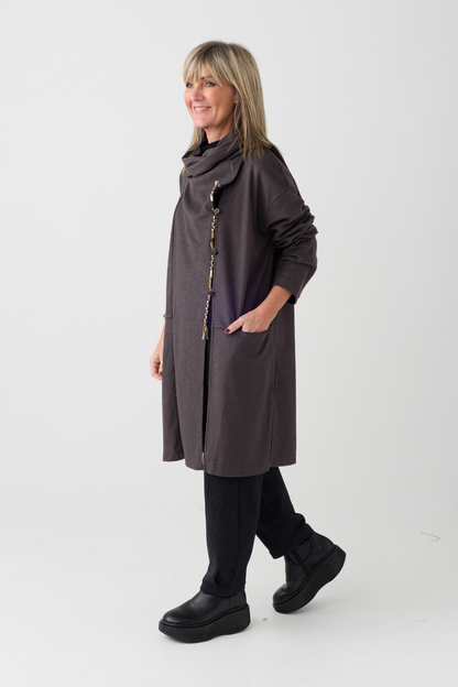el2 Dark Grey Long Cardigan 5033