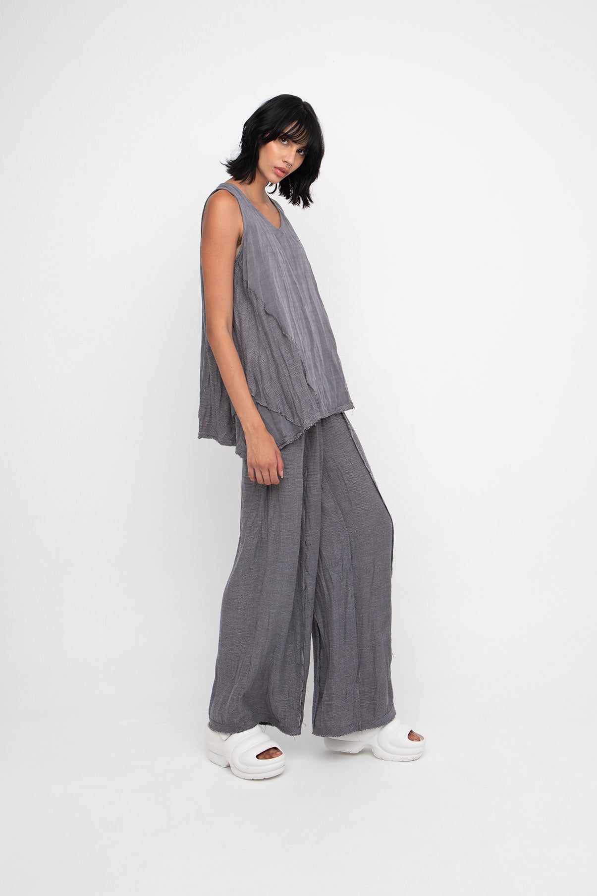 Ozai n Ku Cement Wide Leg Trousers