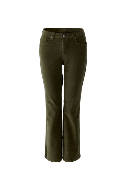 Oui Khaki Fine Corduroy Bootcut Trousers